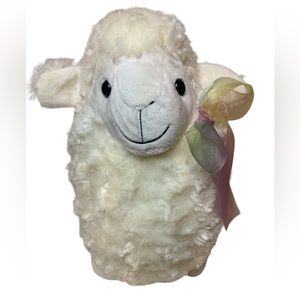 Dan Dee Curly Plush Lamb Sheep Stuffed Animal Toy Neck Bow Cream 13 Inch